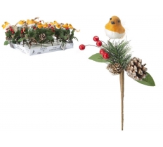 25cm Luxury Robin Christmas Pick