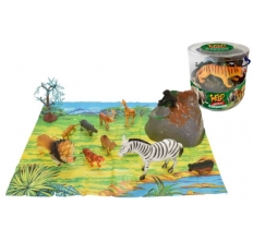 Wild Animlas In Tuble With Play Mat 18 Pack