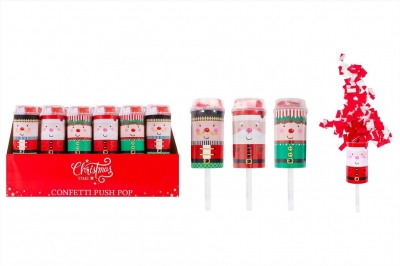 Red & White Tissue Confetti Push Pop