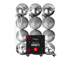 Silver Baubles 3.5cm 12 Pack