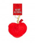 Valentine's Heart Shaped Plush Pom Pom Keyring