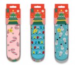 Girls Printed Novelty Cosy Socks with Grippers 2pk