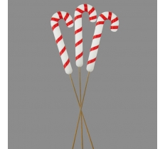 3 Candy Cane Picks 33cm Apx