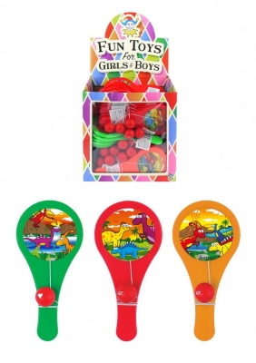 Dinosaur Mini Paddle Bat And Ball Games (12cm) X 96