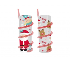 Christmas Spiral Straw Tumbler