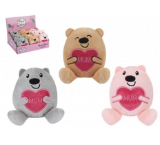 Mum Bear Hugging Shiny Heart 10cm