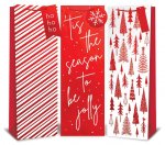 Christmas Red Foil Bottle Gift Bag 12cm x 36cm x 8cm