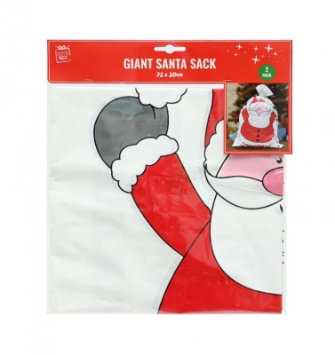 2Pc Giant Santa Sack Plastic