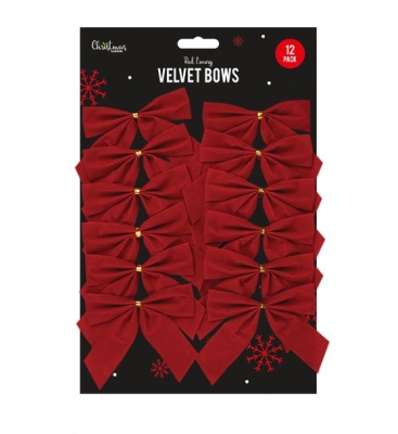 Top Seller Red Velvet Christmas Bows - 12 Pack