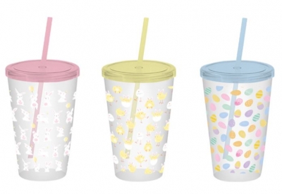 Easter Printed Tumbler with Straw ( Assorted Designs )