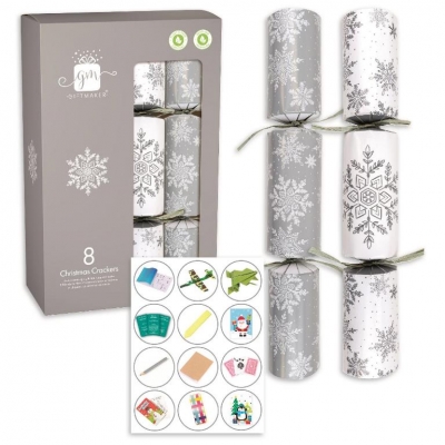 Christmas Crackers 12" X 8 Silver & White