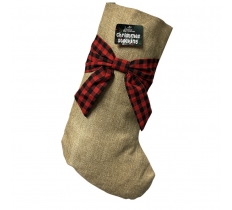 Hessian Style Stocking With Tartan Bow