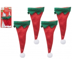 Christmas Elf Hat Cutlery Holders ( 4 Pack )