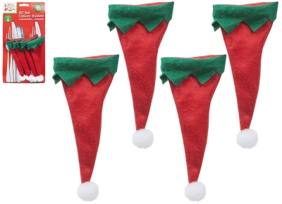 Christmas Elf Hat Cutlery Holders ( 4 Pack )