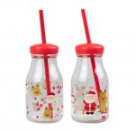 Kids Plastic Milk Jar & Straw