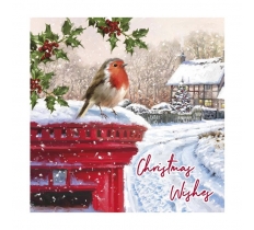 Christmas Snowman/Robin Traditional 12pk Card