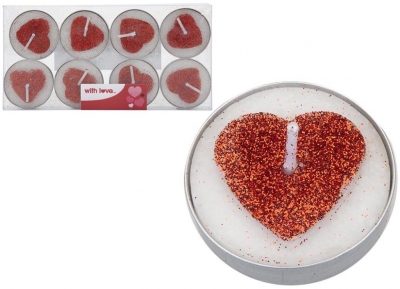 Glitter Heart Tealight Candles 8 X 10g