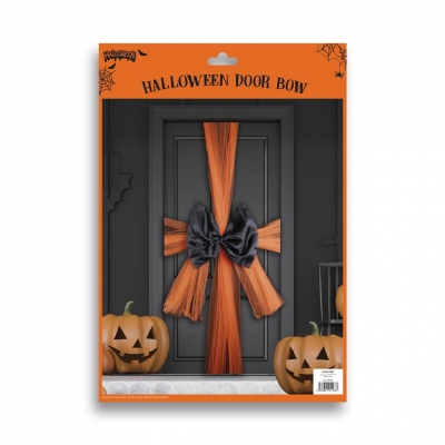 Halloween Door Bow Black/Orange