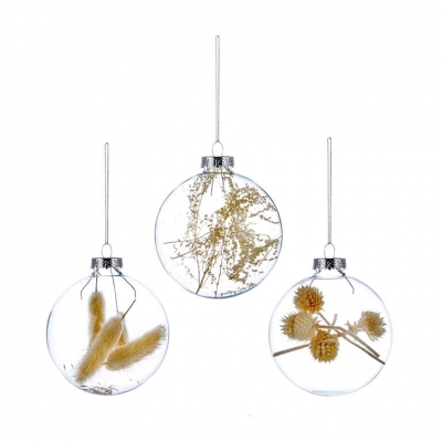 Clear Glass Ball Dried Wreath Design 8cm