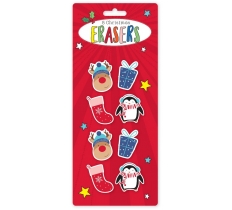 Shaped Christmas Erasers 8 Pack