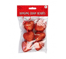 Valentine's Hanging Foam Hearts 6pk