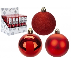 Christmas Bauble Decorations Set Of 5 Red 6cm