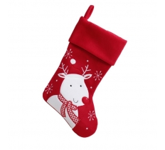 Deluxe Plush Red Modern Reindeer Stocking 40cm X 25cm