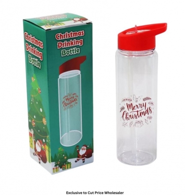 Christmas Drinking Water Bottle With Red Cap