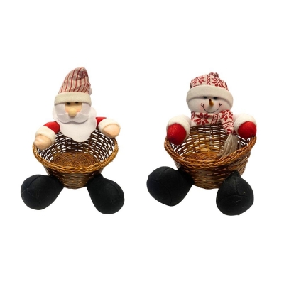 Santa / Snowman Christmas Wicker Basket 20 X 19 X 23cm