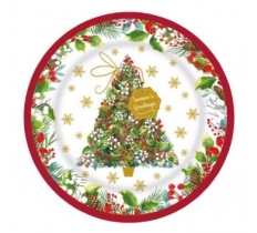 Christmas Tree & Foilage 28cm Round Melamine Plate