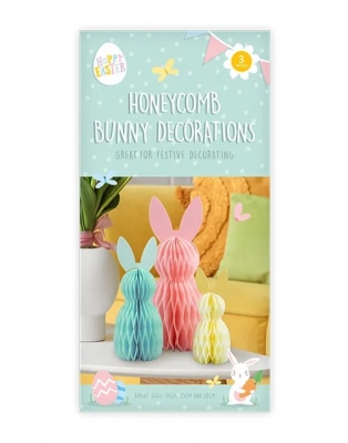 Honeycomb Bunny Decorations 3pk