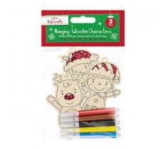 Colour-In Wooden Hanging Characters 3Pk