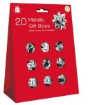 Metallic Silver Bows ( 20 Pack )