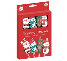 Christmas Character Drinking Straws 4pc