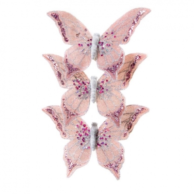 Decorative 14.5cm Burgundy Butterfly 3 Pack