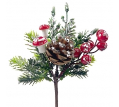 Christmas Mushroom Cone & Berry Pick 24cm