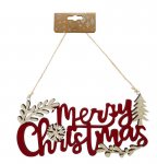 Flocked Merry Christmas Sign Glitter