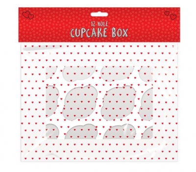 VALENTINE'S DAY CUPCAKE BOX 12-HOLE