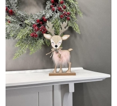 Standing Deer With Pink Fur 24cm