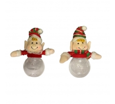 Mr & Mrs Elf Christmas 10" Candy Jar