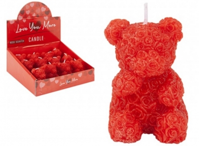 Valentine's Day Rose Scented Bear Candle 6.6cm