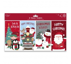 Christmas Cute Money Wallet Polybag 4 Pack