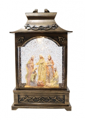 Glitter Swirl Musical Nativity Lantern LED Usb