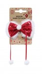 Sequins Bow Hair Clip With Pom Pom