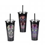 Deluxe Halloween Skull Drinking Cup With Straw