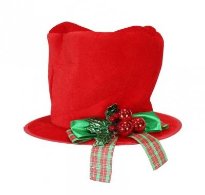 Holly Berries Top Hat Velvet