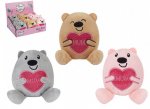 Mum Bear Hugging Shiny Heart 10cm