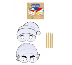 2pc Christmas Paper Mask Set with 4 Colouring Pencils