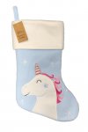 DELUXE PLUSH BLUE UNICORN CHRISTMAS STOCKING 40CM X 25CM