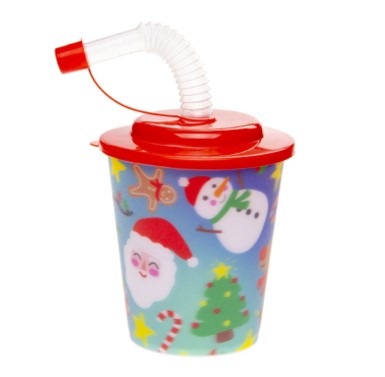 3d Cup With Straw & Lid Christmas